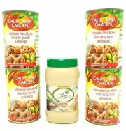 California Garden Premium Plain Fava Beans 4 Cans 16oz each + One Al Amin Tahina