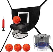 Basketball Hoop for Trampoline - Adjustable Soft Basketball Net with 4 Balls and Trampoline Accessory for Kids Play Area, Outdoor Basketball Hoop,