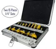 30 EDM ROUTER BITS - 2 Cases of 15 - 1/4" Shank Bits Tungsten Carbide Edges