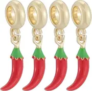[Beebeecraft] 1 Box 8Pcs Mushroom Enamel Charms Vegetable Charms Bulk Real 18K Gold Plated Brass Red Fairy Food Large Hole Dangle Pendants Accessories
