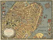 1921 Pictorial Map Old Boston in the Commonwealth of Massachusetts Wall Poster