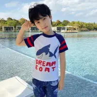 在飛比找momo購物網優惠-【SeasonsBikini】男孩兒童鯊魚短袖泳衣-398(