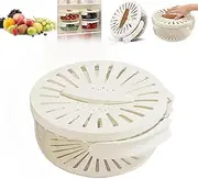 3 in 1 Kitchen Colanders Bowl,2 in 1 Kitchen Colander Rotating Washing Basket with Handle,Fruit and Vegetable Wash,Practical Kitchen Colander Bowl with Foldable Handle (B)