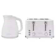 Westinghouse Kettle and Toaster Pack White Silver 1.7L Kettle, 4 Slice Toaster W