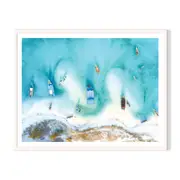 Fishing Village Framed Printed Wall Art - White