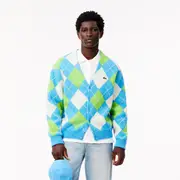 Wool Blend Argyle Motif Cardigan