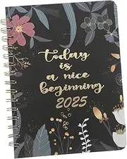 KOMBIUDA Spiral Bound Notebook 2025 Monthly Calendar Daily Planner Agenda Book To-do List Appointment Tracker Budget Goal Planner Compact for School and Work
