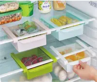 在飛比找Yahoo!奇摩拍賣優惠-TM15010 冰箱保鮮隔板多用整理收納架 抽動式分類收納置