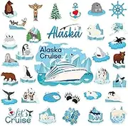 chiazllta 33PCS Alaskan Themed Cruise Door Magnets Decorations Magnetic Cruise Ship Sticker Decal Alaska Cruise Ship Door Magnets Magnetic Whale Sea Lion Fridge Magnet for Refrigerator Car Accessories