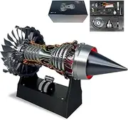 1/25 Simulation Aircraft Turbojet Engine Rotatable Model - TR900 Turbofan DIY Assembly Kit with LED Light & Adjustable Speed, 28cm with Light(Red-Assembled)