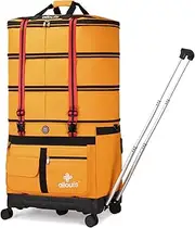 [SOBIY] Expandable Foldable Luggage Bag with Telescoping Handle Collapsible Suitcase with Removable Universal Wheels Rolling Travel Bag for Men Women Duffel Bag, YELLOW, Large, Foldable Suitcase