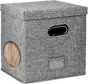 LP Record Storage Box – Stackable Album Holder with Lid and Label Pouch, Portable Vinyl Organizer | Multi-Purpose File Storage Bin for Office Supplies, Birthday, Christmas, New Year