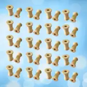 60pcs Wood Spools Weaving Bobbins Empty Thread Spools Craft Spools for Arts and