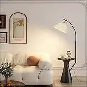 Indoor Floor Lamps Home Floor Lamp with Table, Mid-Century Modern Nightstand or Side Table with LED Bulb, Modern End Table with Floor Lamp for Bedroom, Living Room, Office Standing Lamp(Black)
