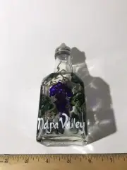 Napa Valley Grapes Hand Painted Oil/Vinegar Bottle 6 inches high