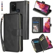 OnePlus N100 Wallet Case 9 Card Zipper Slots Kickstand Flip Leather Phone Case
