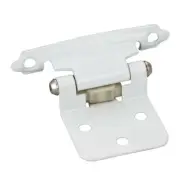 2 - White 1/2" Overlay Cabinet Hinges With Semi-Concealed Frame Hinge Wing