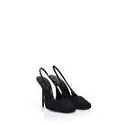 SAINT LAURENT 895$ Maxine Slingback High Heel Pumps Black Silk & Leather
