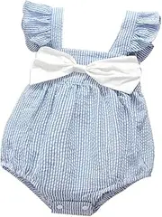 [Ding Dong] Baby Girl Summer Striped Triangle Romper