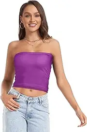 [RPLIFE] Light Steel Blue Cropped Tube Top Strapless Top, Sheer Tube Top, Summer Tube Top