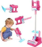 Kids Vacuum Cleaner Toy Set, Kids Cleaning Set Toddler Vacuum Toy That Works, Toddler Play Vacuum Pretend 3-5, 3 in 1 Cleaning Toy with a Base