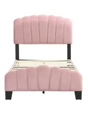 [IHOMDEC] Shell-Style Single Base Mattress Platform Bed Frame in Pink