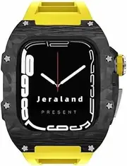 [HKIDKK] Modification Sit Carbon Fiber Case and Fluorine Rubber Band，For Apple Watch Band 45mm 8 7，Watch Bezel+Fluororubber Watch Strap，For Iwatch 44mm 6 5 4 SE