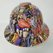 NEW FULL BRIM Hard Hat custom hydro dipped in STICKER BOMB NEW