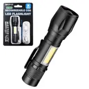 1 Rechargeable Mini Tactical Cob Led Flashlight 3 Light Mode Adjustable Focus (4