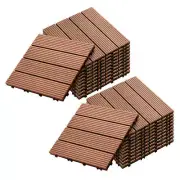 NNEAGS 2X 11 pcs Red Brown DIY Wooden Composite Decking Tiles Garden Outdoor Bac