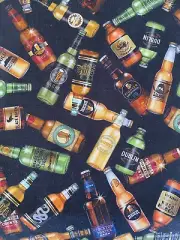 Beer Bottles Cotton Patchwork Quilting Fabric 1/2 Meter Cut