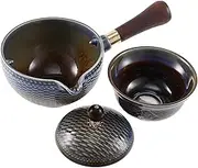 ASAKKURA Rotating Ceramic Teapot with Side Handle Heat Resistant Tea Kettle for Home Office Brewing Present for Tea Lovers Effortless Pouring Filtering Experience