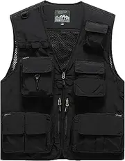 [KIAYKL] Men's Fishing Vest Casual Multifunctional Mesh Photographer Jacket 15 Pockets Breathable Quick Dry Outdoorwear
