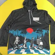 Demon Slayer Abbey Road Tanjiro Nezuko Zenitsu Inosuke Black Mens Hoodie Sz 2XL