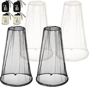 HESTYA 4 Pack Mosquito Net Mesh for Head Face Neck Fly Netting Hood from Bugs Gnats No See Net with Carry Bags for Outdoor(Black, Beige)