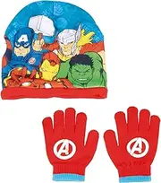 [Marvel] Boys Avengers Hat and Gloves Winter Set Kids Winter Accessories by The Avengers Iron Man Thor Captain America and Hulk, multicoloured, 53