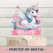 Unicorn Cake Topper Personalised Kids Party Decoration Digital or Printed