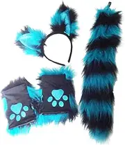 OATIPHO 1 Set Halloween Theme Cosplay Kit Fox-designed Accessories Ears Tail Gloves