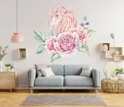 3D Pink Unicorn G497 Animal Wallpaper Mural Poster Wall Stickers Decal Honey
