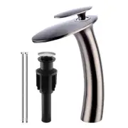 Brushed Nickel Waterfall Bathroom Faucet,Single Handle Single Hole Brass Lava...
