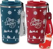 GEMFUL 2 Pack Hot Mug to go for Mom Gifts Spill Proof Insulated Coffee Cup 17oz with Strap for Travel Home Office