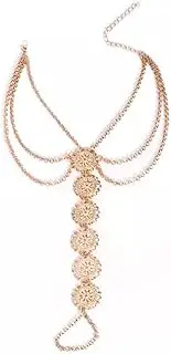 [Generic] Bohemian Coin Foot Chain Sexy Back Necklace Beach Body Accessories for Women Layered Harness Bikini Chain