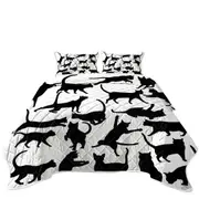 Playing Cat Silhouettes Coverlet