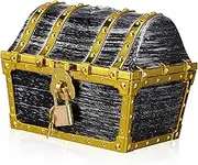 CLISPEED Pirate Treasure Chest Game Prop Decorative Plastic Treasure Box with Lock for Classroom Parties and Pretend Play Compact Stylish Storage Chest for Prizes and Adventure