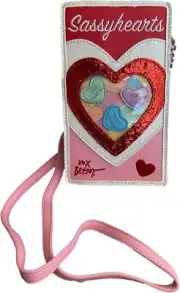 Betsey Johnson Kitsch XO Sweets Valentine's Glitter Sassy Candy Hearts Crossbody