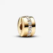 *BRAND NEW* Pandora 14k Gold Plated Clear CZ Sparkling Row Clip Charm 761972C01