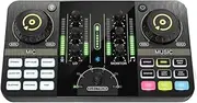 Justivana Professional Audio Mixer Podcast Microphone Sound Card Kit for Smartphone Laptop Computer Vlog Recording Live Streaming