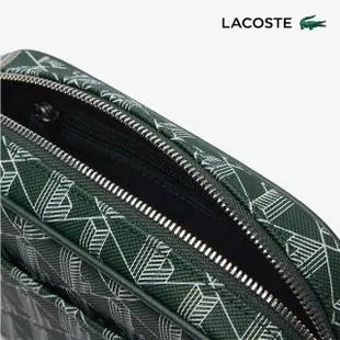 【LACOSTE】母親節首選包款-日常生活拼接字母印花斜背包(綠色)