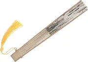 ERINGOGO Silk Cloth Fan Foldable Hand Fans with Tassels Bone
