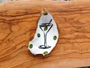 Dirty Martini with Olives Decoupage Oyster Shell - Gold and White Ring Dish